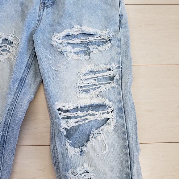 One Teaspoon Light Wash Destroyed Trashed Denim Jeans Sz 27 - Picture 6 of 14